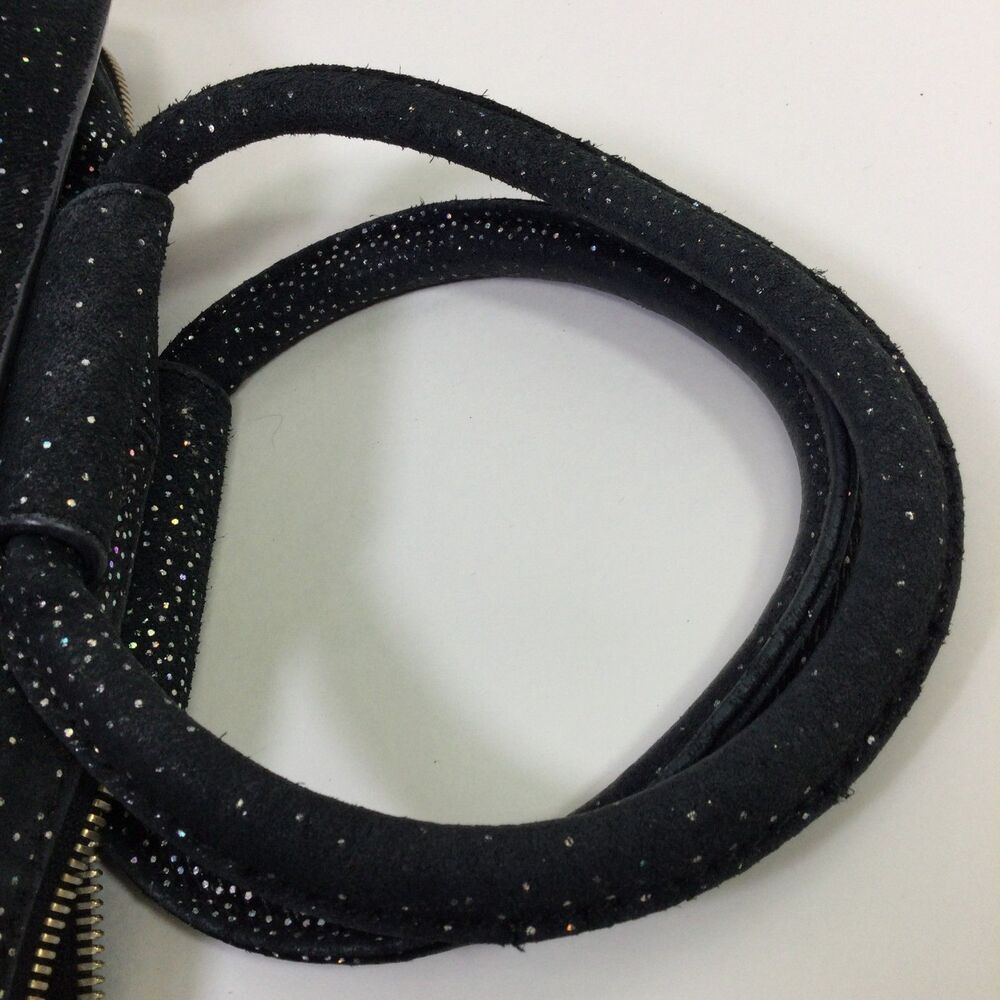 Hobo Womens International Medium Sheila Bag Satchel Suede Glitter Black One Size - Picture 13 of 16